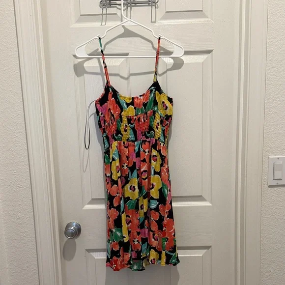 GB girls Floral Spaghetti Strap Dress in Black, Red, Yellow, Green - Picture 4 of 4